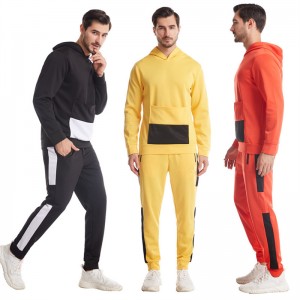 Hoodies Joggers Set Men Two Pieces Sportswear Color Matching Oversized Low MOQ