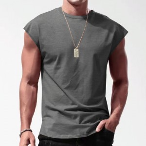 Men T Shirt Sleeveless Summer Workout Training Fitness Vest Loose Casual Custom