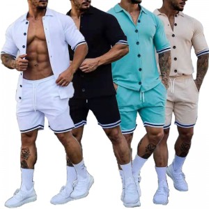 Shirt And Shorts Tracksuit Summer Short Sleeve Fashion Solid Color Fashion Factory