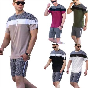 Summer Tracksuit For Men Casual Short Sleeve T Shirt And Shorts Ice Silk Hot Selling
