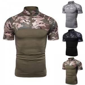 Quarter Zipper T Shirt Summer Short Sleeve Wholesale Contrast Manufacturer