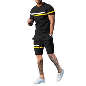 Activewear Set For Men Tracksuit Sports Printed Workout Fashion Short Sleeve T Shirt Shorts