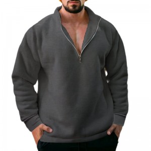 Sweatshirts For Men Fleece Long Sleeves Pullover Winter Loose Quarter Zipper Blank Custom Factory