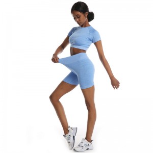 Women Sports Suit Gym Yoga Workout Fitness Walking Crop Top Shorts Two Pieces Athletic Clothes Supplier