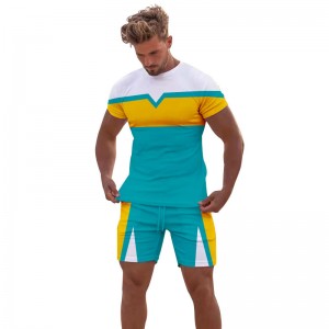 Summer Tracksuits Men Custom Logo Two Piece T Shirt Shorts Sports Suits Outfit Homme Factory