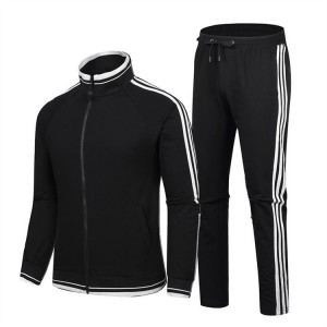 Mens Sports Suit Stripe Jacket Joggers Windproof 2 Pieces Zip Up Tracksuits Streetwear Supplier