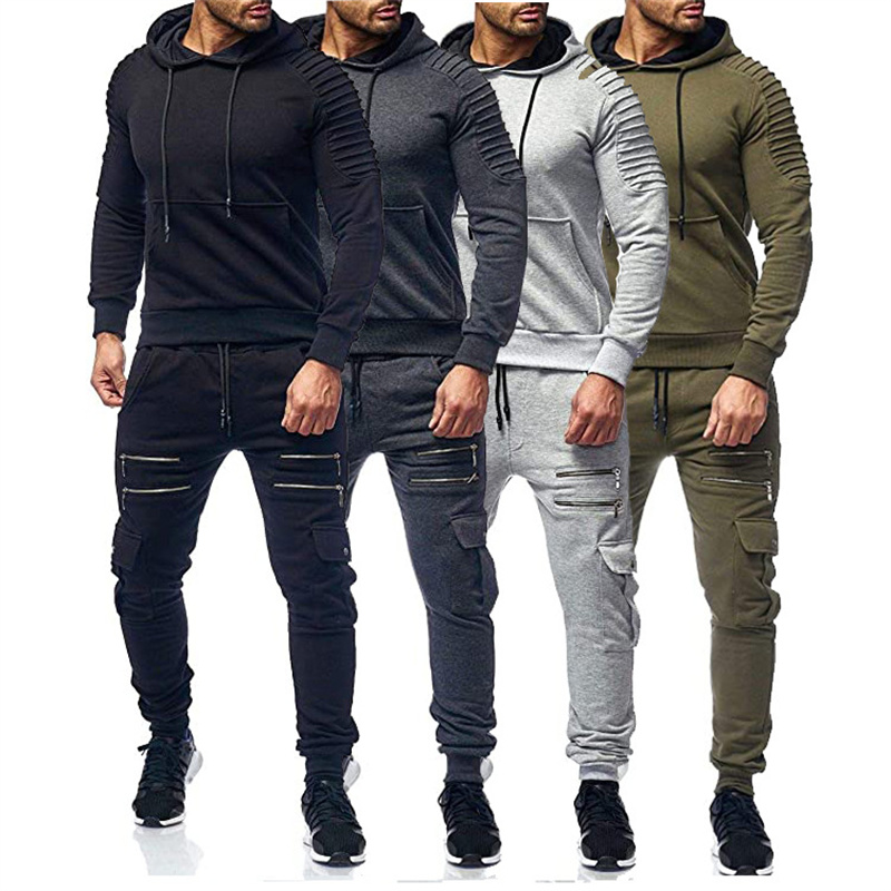 Hot sale Gym Hoodies -
 Men Track Suits Hoodies Joggers Set Plain Stripes Outfit Sports Fold New Version Customize Oversize Manufacturer – Westfox