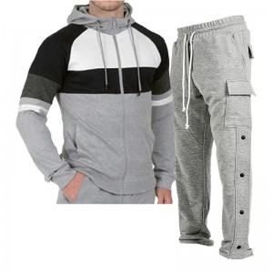 Men Hoodie Tracksuit Slim Fit Sweatsuit Outdoor Pullover Two Piece Set Thick Heavy Custom Factory