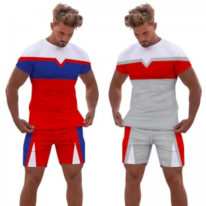 Summer Tracksuits Men Custom Logo Two Piece T Shirt Shorts Sports Suits Outfit Homme Factory