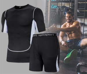 Men Sports Suits Summer Compression Outfit Training T Shirt Shorts Privatel Label