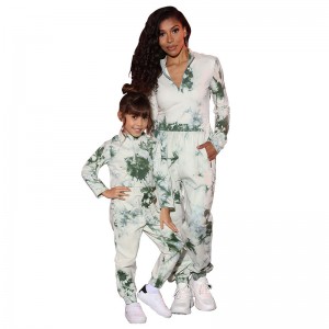 Family Tracksuit Parent Child Clothing Sports Printed Hoodies Joggers Fitness High   Quality