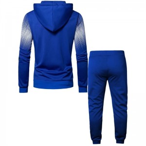 Men Track Suit Printed Hoodie Jacket Zip Up Running Long Sleeve Two Pieces Set Wholesale
