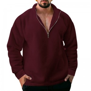 Sweatshirts For Men Fleece Long Sleeves Pullover Winter Loose Quarter Zipper Blank Custom Factory