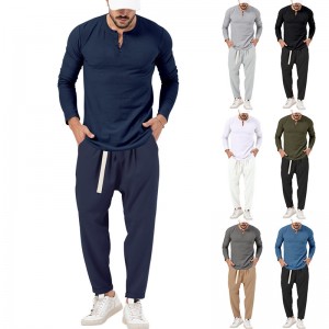 T Shirt Joggers Mens Tracksuits Sports Suit Long Sleeved Running Two Pieces Hot Sale