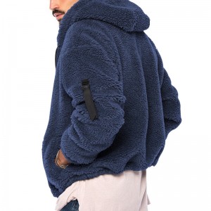 Men Hoodie Jacket Fleece Zip Up Blank Outerwear Windproof Winter Oversized New Design