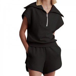 Hoodies Shorts Set Summer Women Two Pieces Sports Suits Jogging Wear Casual Zip Up