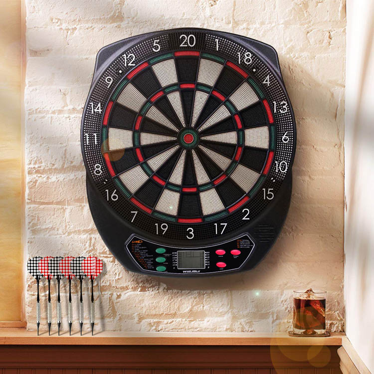WIN.MAX Electronic Soft Tip Dartboard Set with Cabinet 12 Darts LED Display 