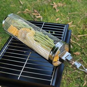 2023 New Arrivée STAINLESS Steel BBQ Rolling Grill Basket