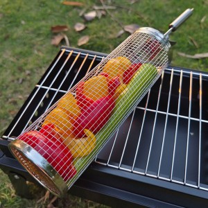 Stainless Steel 12 Inch Rolling Grilling Basket