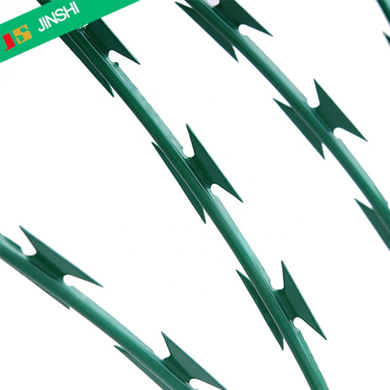 PVC Coating Green Razor Barbed Wire BTO-22