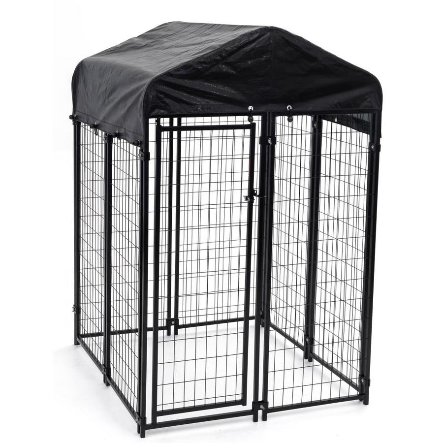 Best quality Large Metal Dog Cage – Large Dog Crate Cage Metal Wire Dog Kennel covered roof – JINSHI