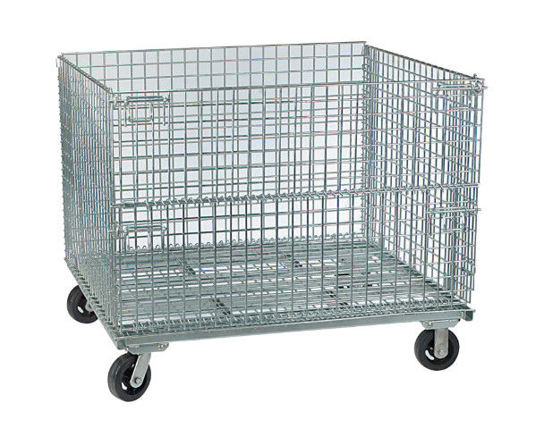 Welded Galvanized Metal Wire Storage Cages with Wheels