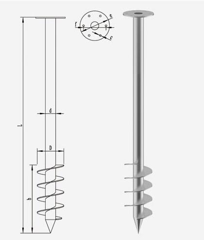 Q235 Galvanized Metal Ground Spiral Piles Screw Spike Anchor