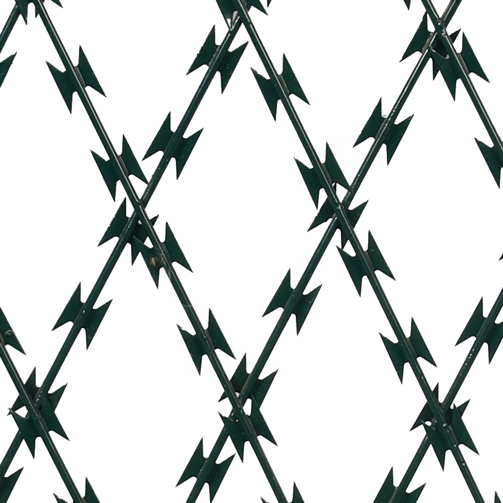 PVC Coating Razor Barbed Wire Mesh Green Color Razor Wire Fencing Mesh