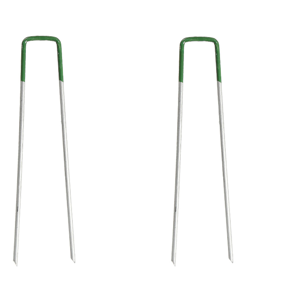 Manufactur standard Ground Anchor - Garden staples half green U shape pegs staples – JINSHI