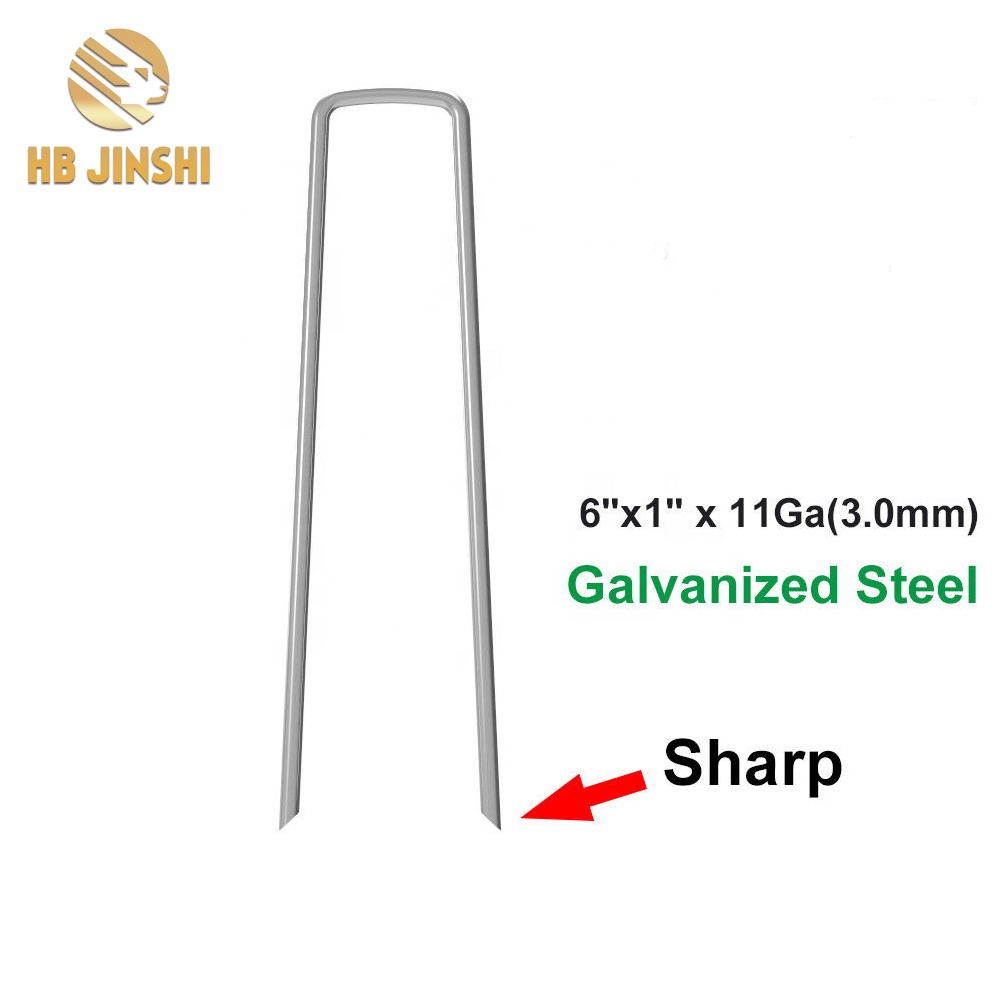 Manufacturer of Metal Ground Anchors - 6*1 inch * 3mm  Metal U Shape Landscape Stakes – JINSHI