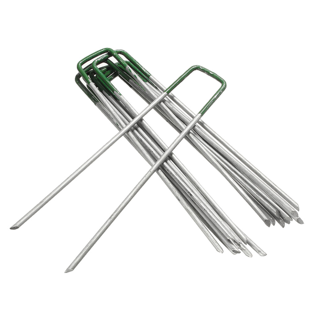 Cheapest Price Earth Ground Anchor - Green Artificial Grass Turf U Pins Metal Galvanized Pegs Staples – JINSHI