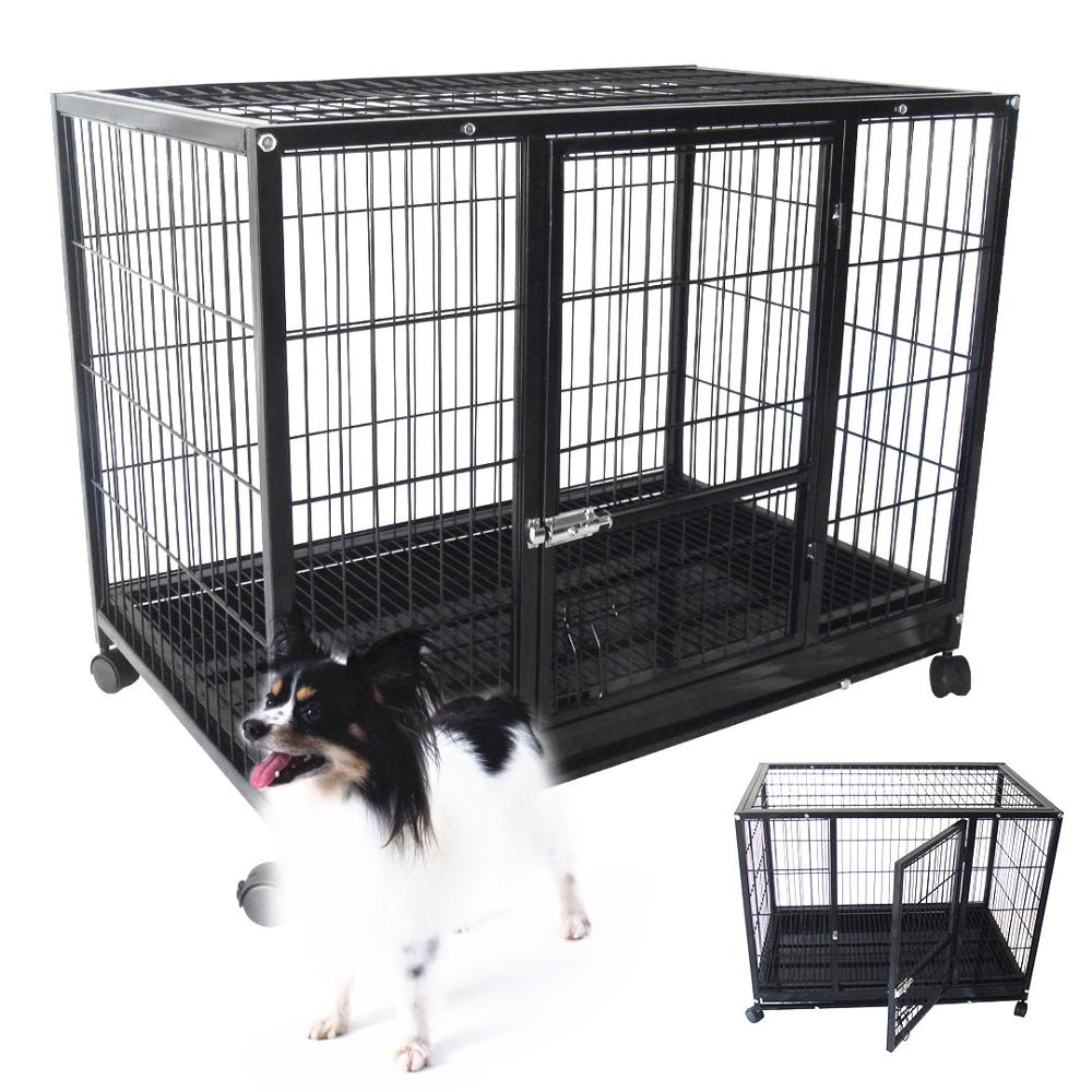37" Dog Kennel w Wheels Portable Pet Puppy Carrier Crate Cage