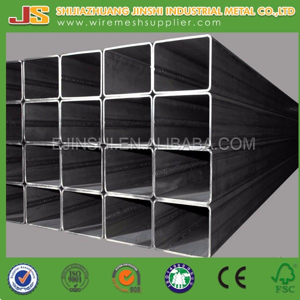 Black Carbon Steel Welded Square Galvanized Steel Pipe Size
