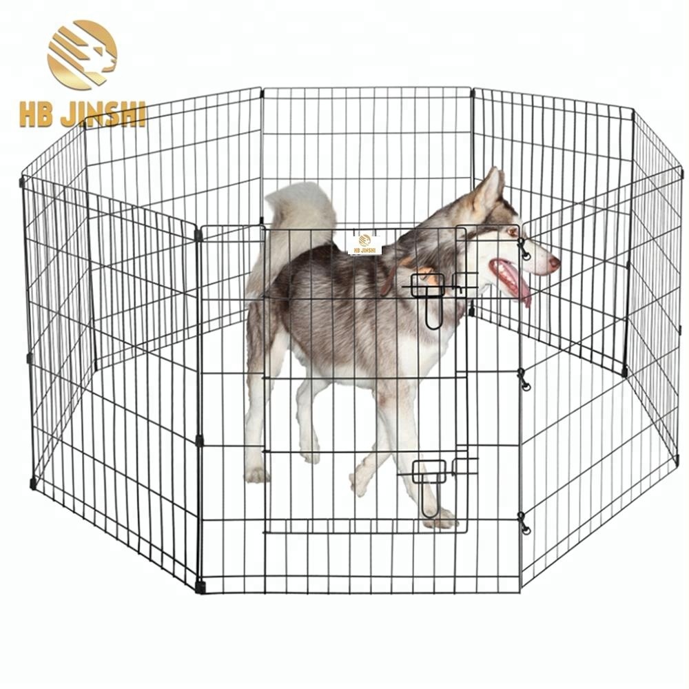 Heavy Duty Metal Black Wire Fence Gate Folding Dog Playpen