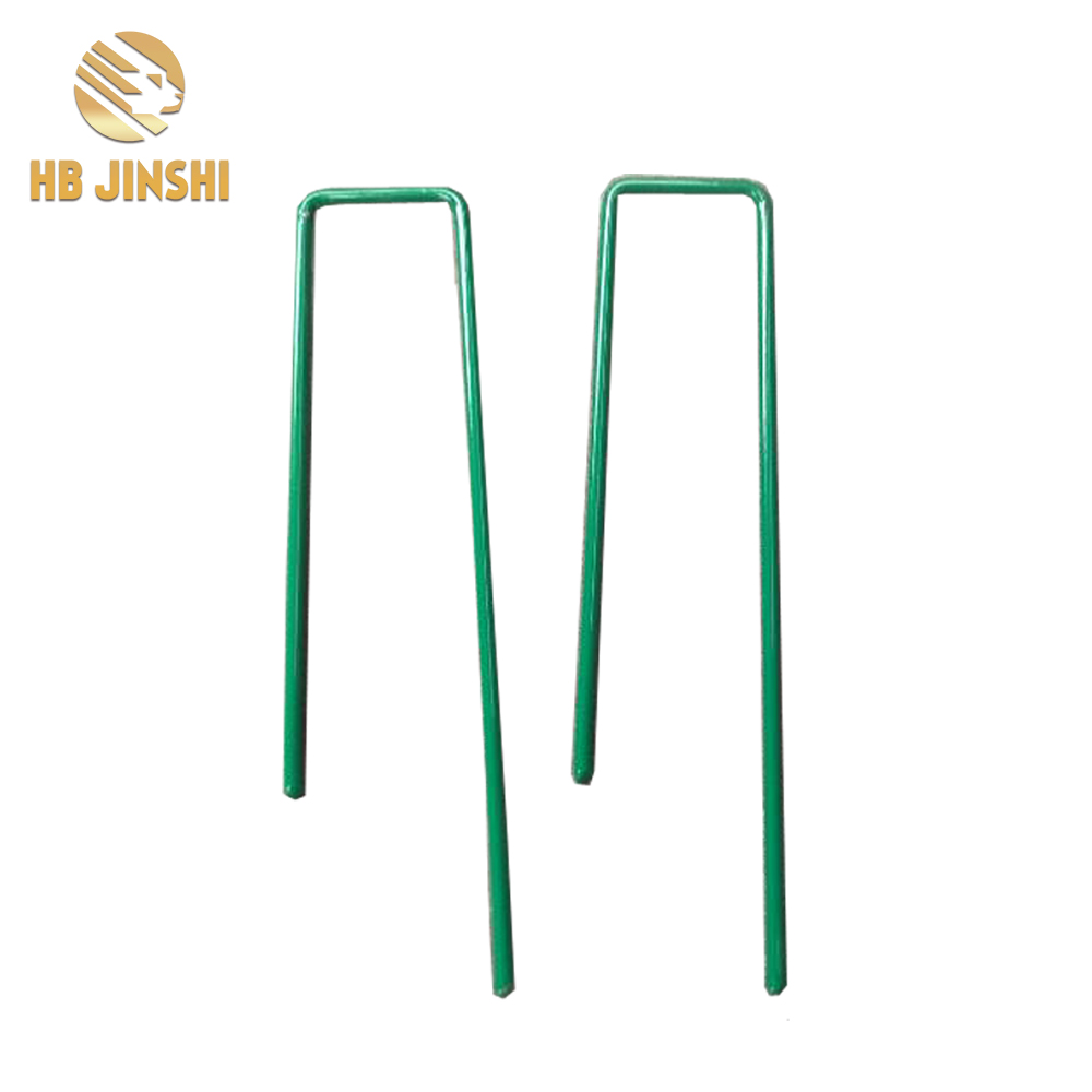Professional Design Steel Garden Gates - HB Jinshi Trade Assurance support Factory 2.8mm 6'' pvc coating U-type lawn nails  turf nails – JINSHI
