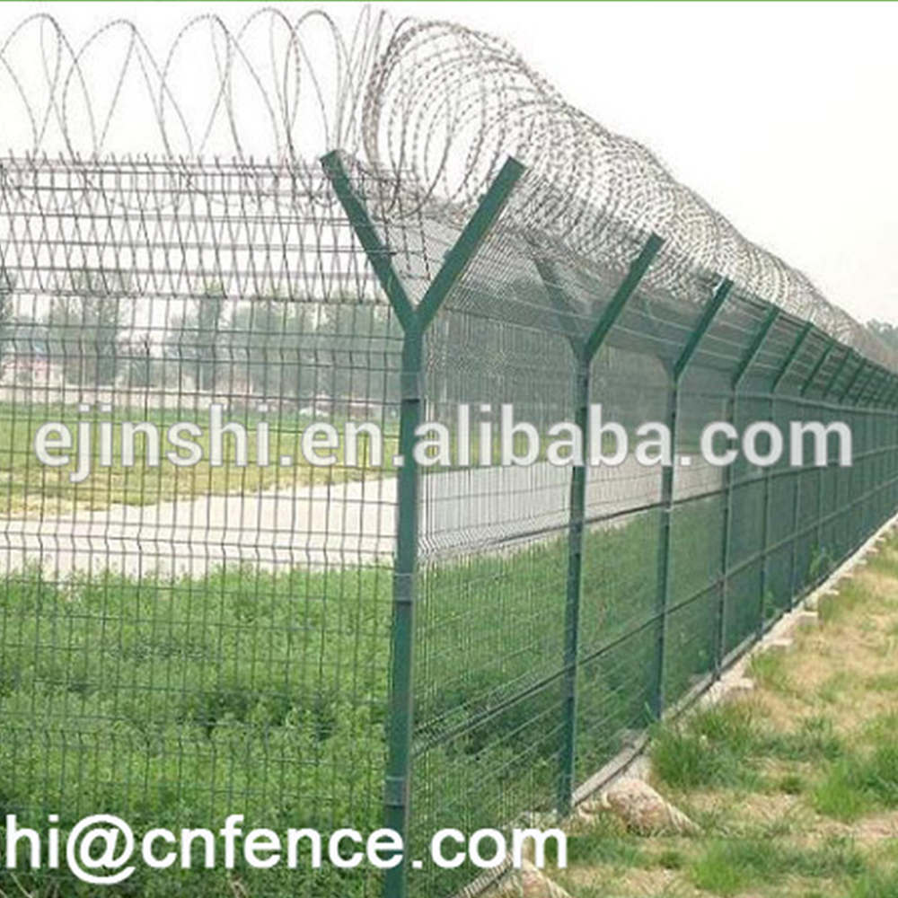 Y post razor barbed wire airport fence