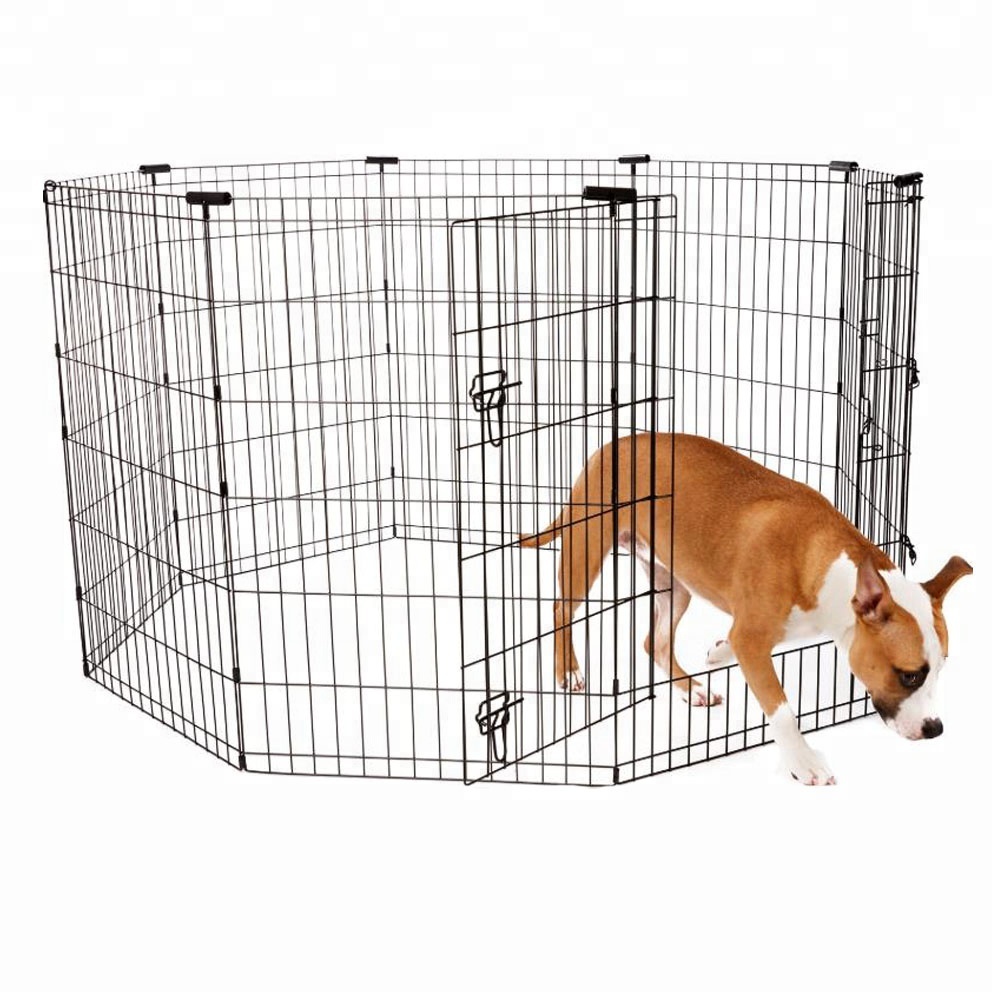 Portable Folding Exercise Pet Playpen Dog Fences Puppy Gate 8 Panels Each 24×24"