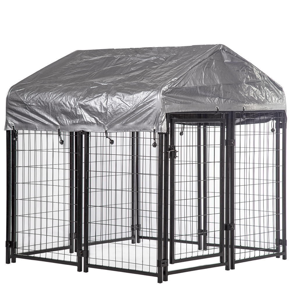 China wholesale Storage Cage - 8x4x6ft large out door black powder coated folded heavy duty dog kennel – JINSHI