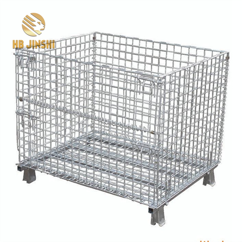 High Strength Collapsible Wire Container With Casters Set Metal Mesh Storage Bin