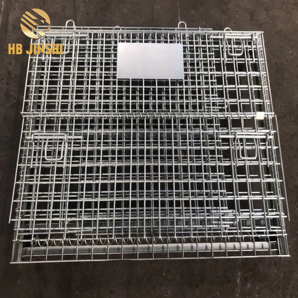 1500x1000x900mm heavy loading weightwire mesh foldable forklift pallet cage collapsible folding metal steel storage