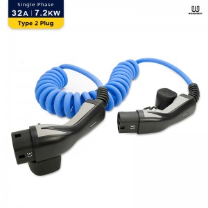 OEM Single Phase Ev Charger Manufacturers –  EV Cable (32A 1 Phase 7.2KW) With 16ft/5m Type 2 Female To Male Extension  Cable，Spring Charging Cable – Wissenergy Technology