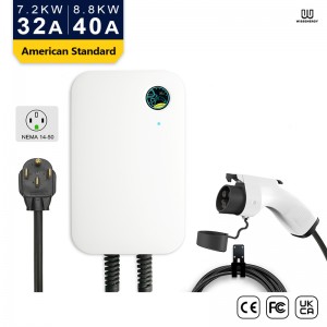 WB20 Level 2 EV Charging Station, 20FT Cable, NEMA 14-50 Plug, SAE J1772  Connector – Basic Version