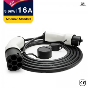 МС007 ЕВ кабл/кабл за пуњење/једнофазни 16А/3.6КВ продужни кабл типа 1 до типа 2