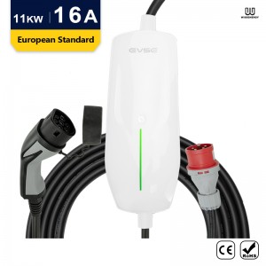 WISSENERGY Level 2 EV Charger 16 Amp 400V Portable Electric Car Charger with 5 Meter Cable, IEC 62196-2 Connecter, CEE Plug