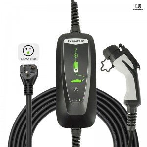 WS020 Portable EV Charger (3.6KW, 10/15/16A Adjustable, 230V±10% AC, Single Phase) NEMA 6-20 Plug&SAE J1772 Connector (17FT/5.2M Cable)