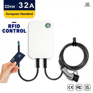 WB20 Type 2 Plug Electric Vehicle AC Charger – RFID Version-22kw-32A