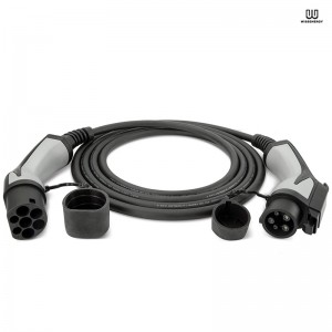 EV Cable (32A single-phase 7.2KW) Type 1 Female to Type 2 Male Extension Cable (16ft/5m)