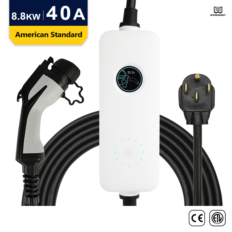 WISSENERGY Level 2 EV Charger 40 Amp 220V-240V Portable Electric Car Charger with 25FT Cable, SAE J1772 Connecter, NEMA 14-50 Plug Featured Image