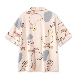 Cotton T-Shirt Shorts Duck Print Pajamas Set