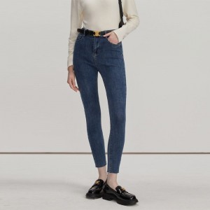 Custom Blue Skinny Stretch Jeans Woman